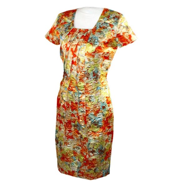 Erin Healy One of a Kind Custom Made Orange Blossom Polished Brocade Dre… - Picture 4 of 11